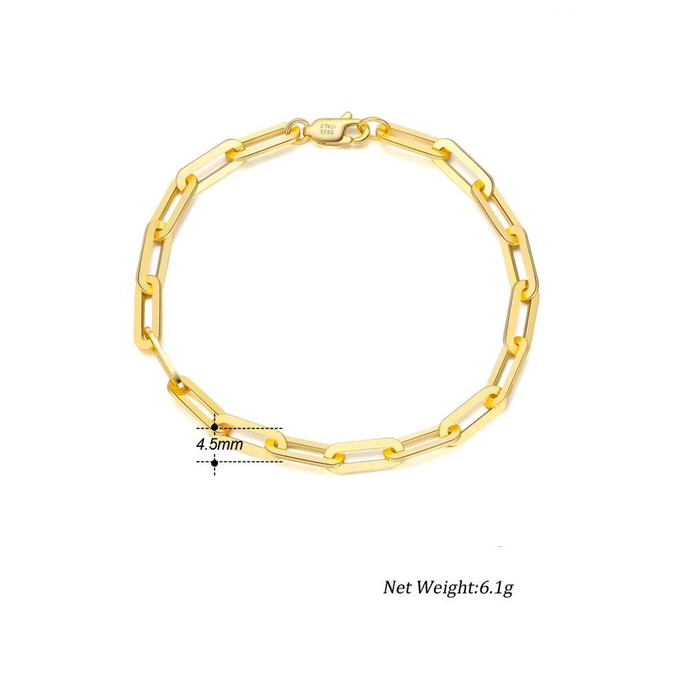 TMSB109 Sterling Silver Paper Clip chain Unisex Bracelet