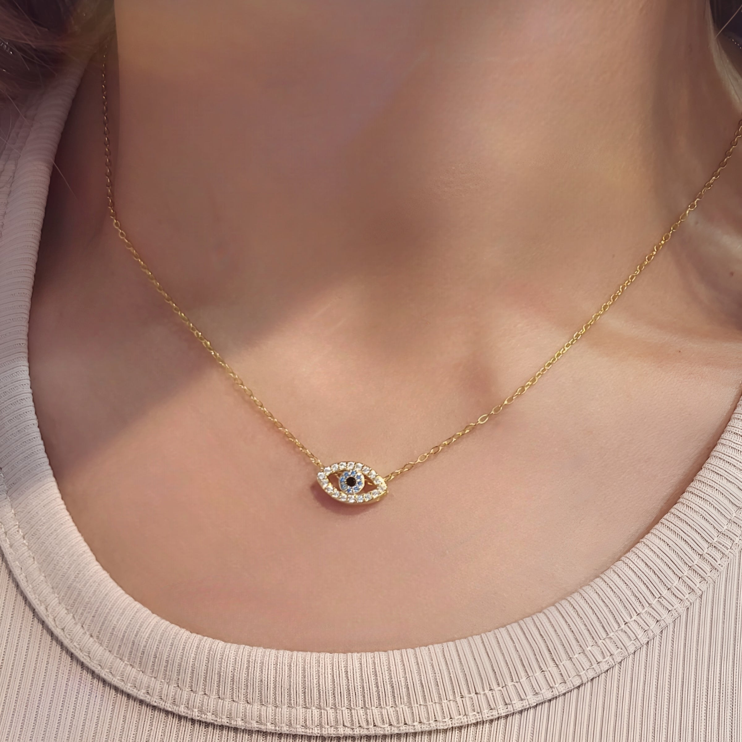 TMN474 Blue Evil eye Chain Necklace