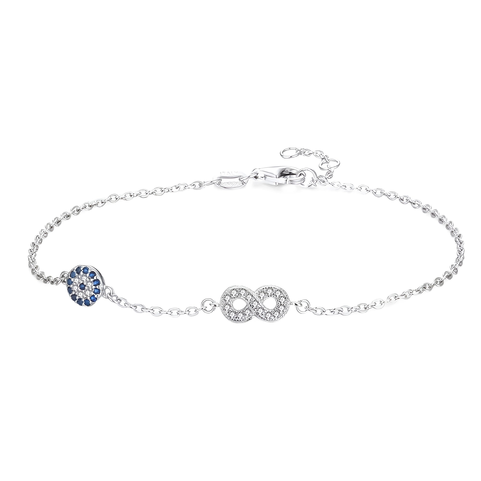 TMB062 sterling silver evil eye and infinity Bracelet