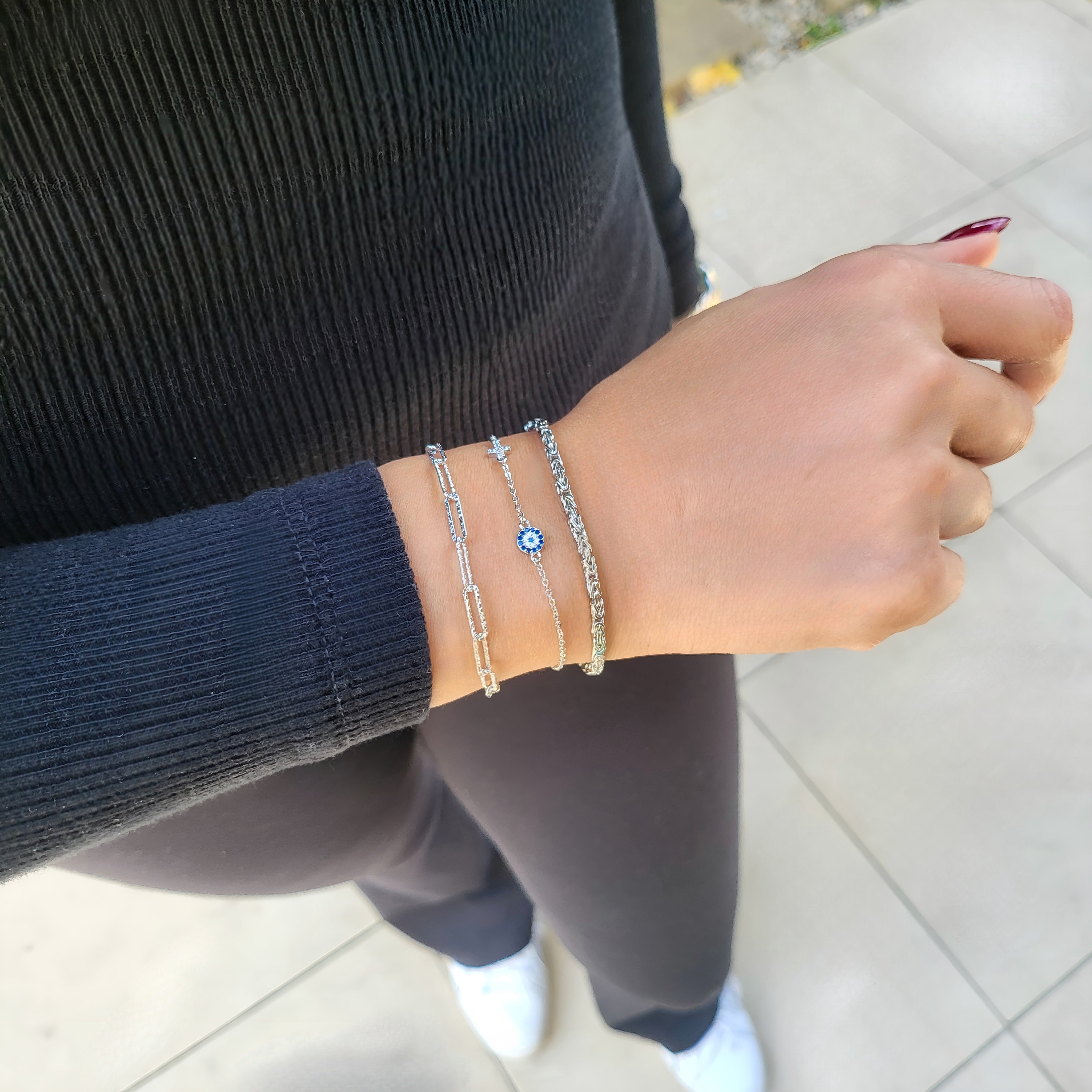 TMB122 Sterling Silver Handmade Italian 2.5mm Byzantine Bracelet