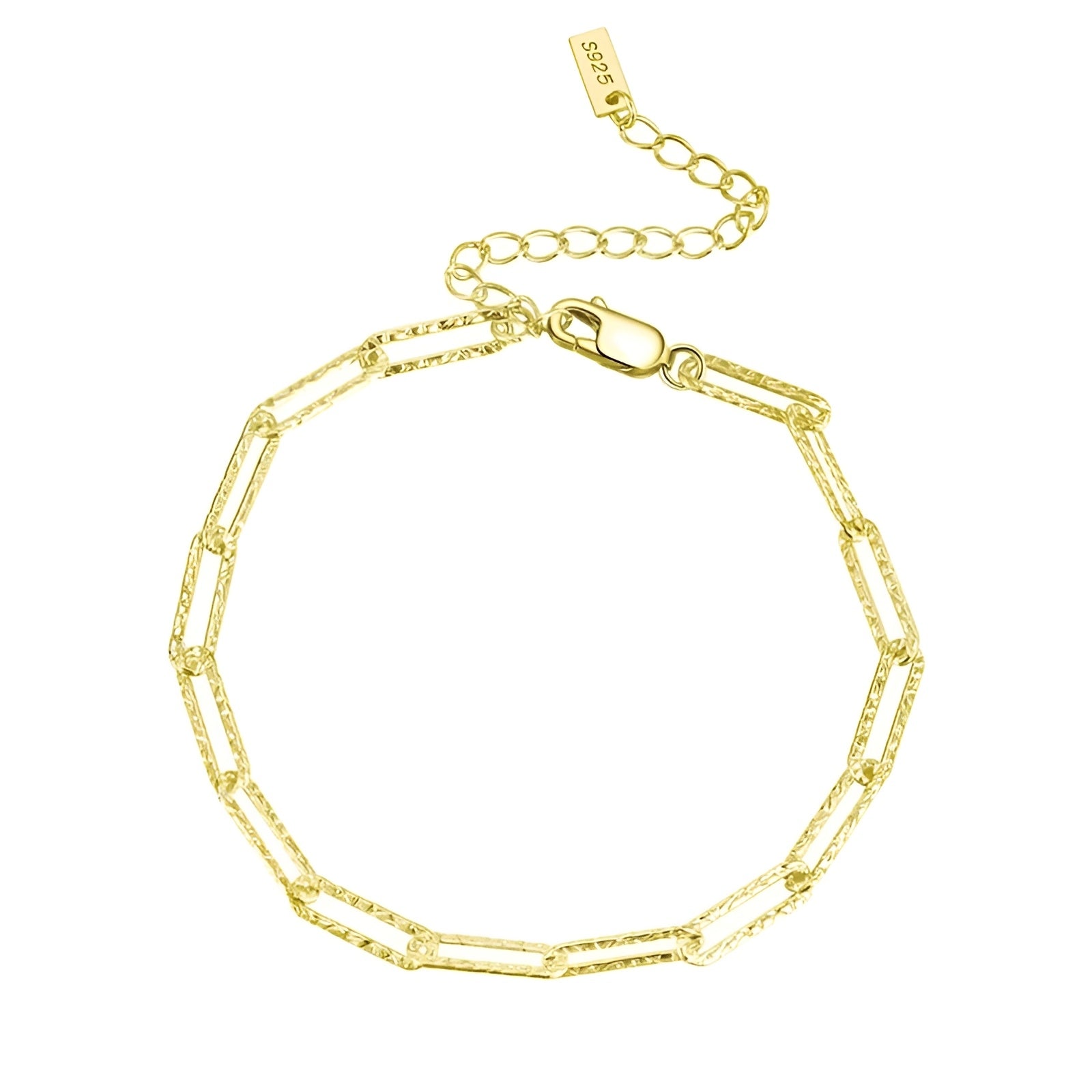 TMB120 Sterling Silver Paper Clip Hammered Chain Bracelet