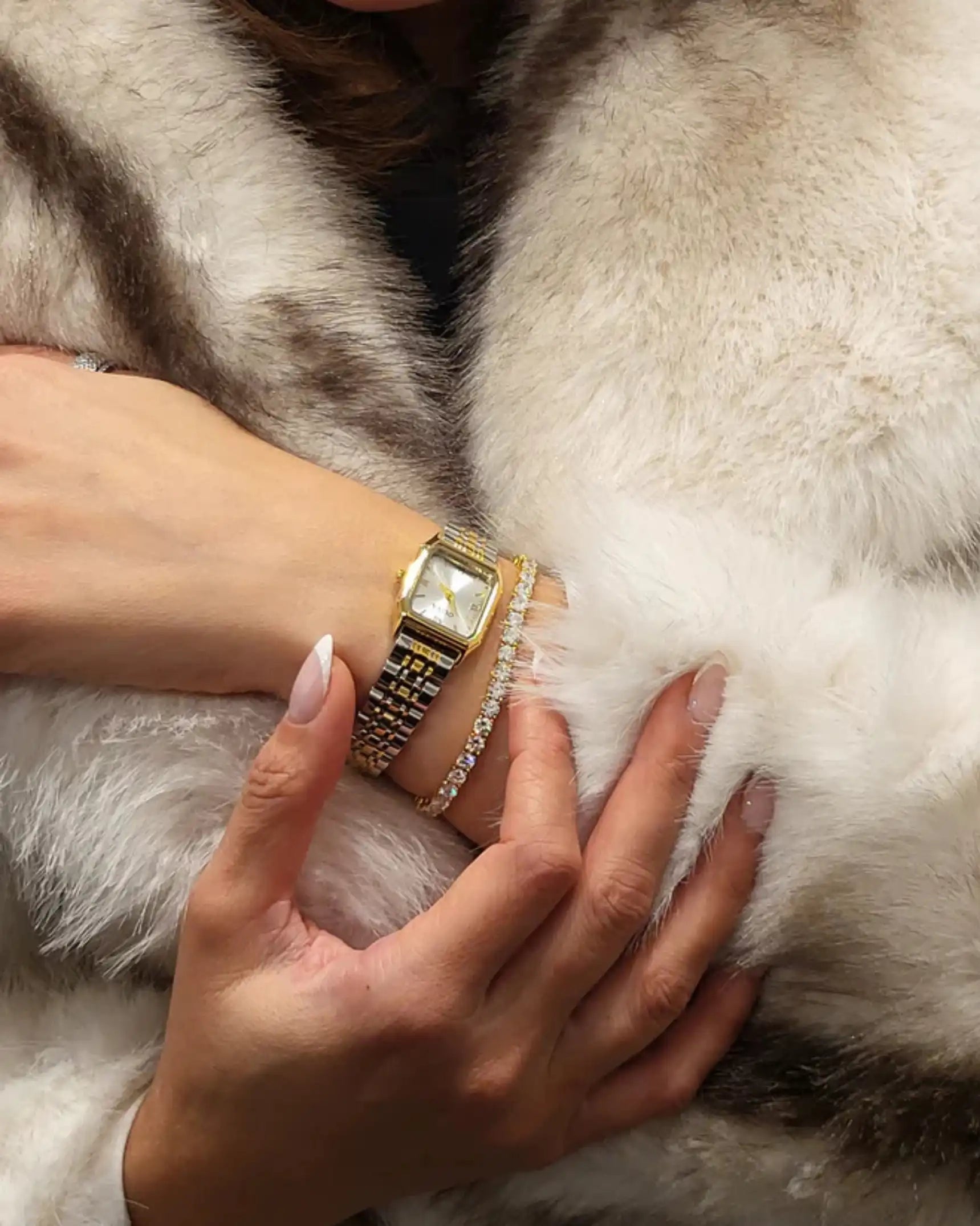 OLIYA Classic Roman Watch Green Dial | Silver & Gold Band