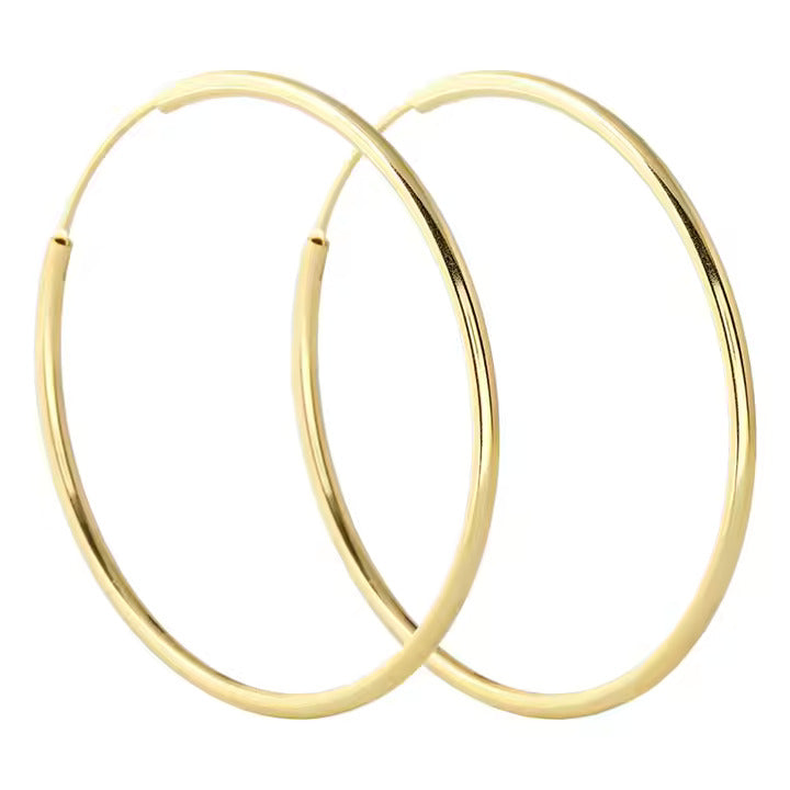 TMGSE36 Gold Plated S925 Sterling Silver Large Hoop Earrings for Women