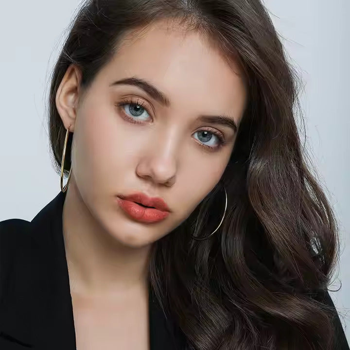 TMGSE36 Gold Plated S925 Sterling Silver Large Hoop Earrings for Women