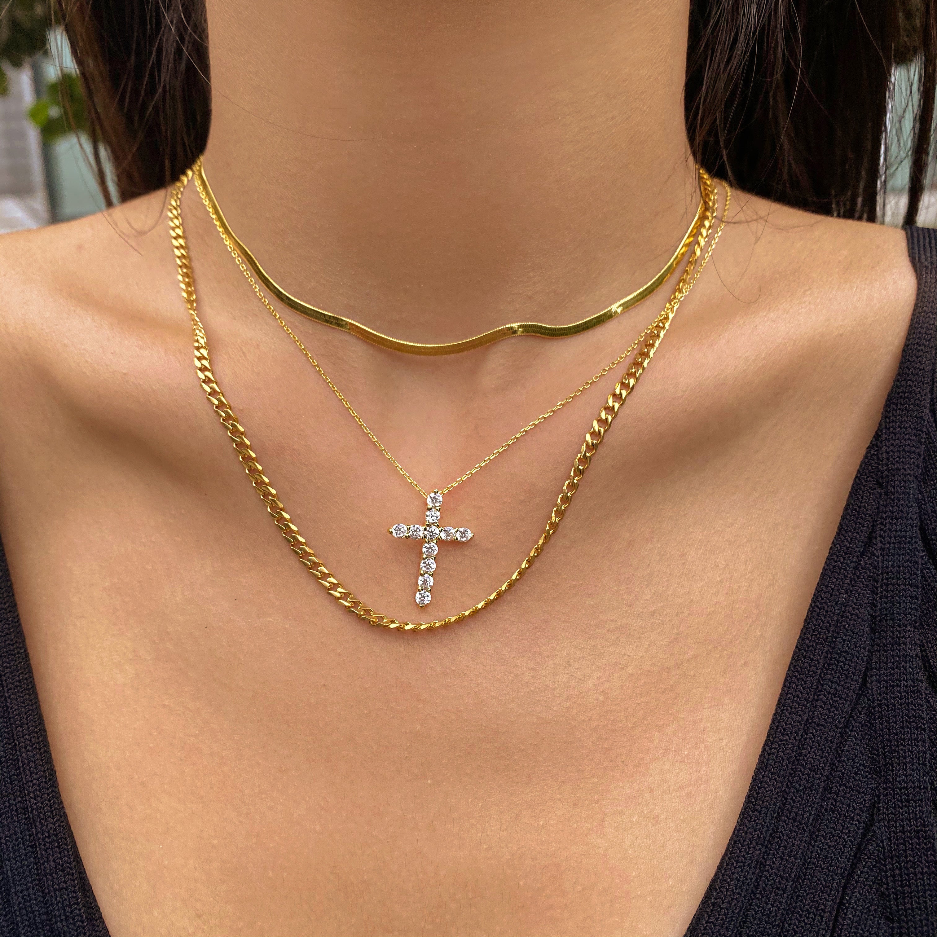 TMN032 Sterling Silver Cross Necklace