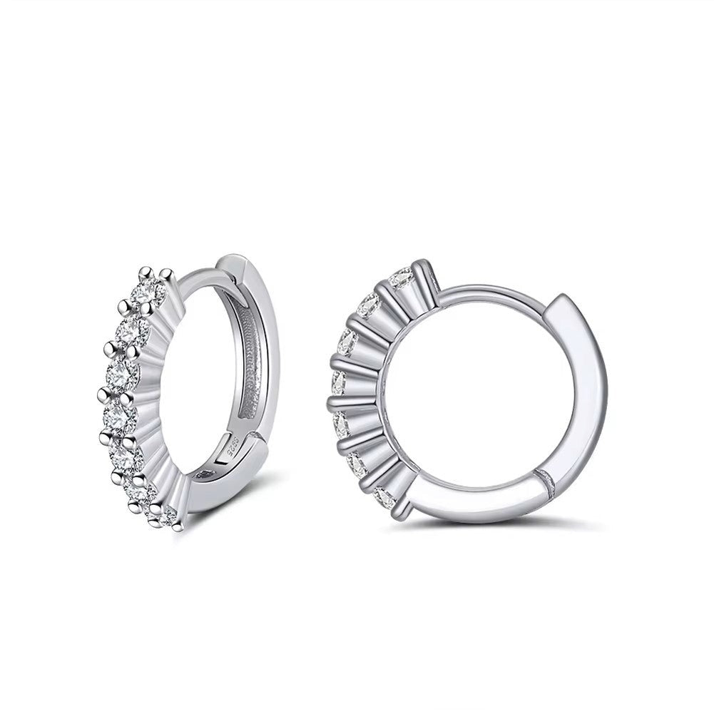 TMAPE55 Sterling Silver Sparkling Round Zirconia Hoop Earrings