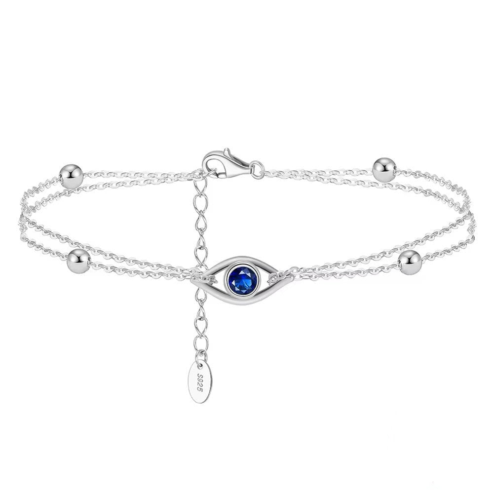 TMAB04 Blue Evil Eye 925 Sterling Silver Bracelet