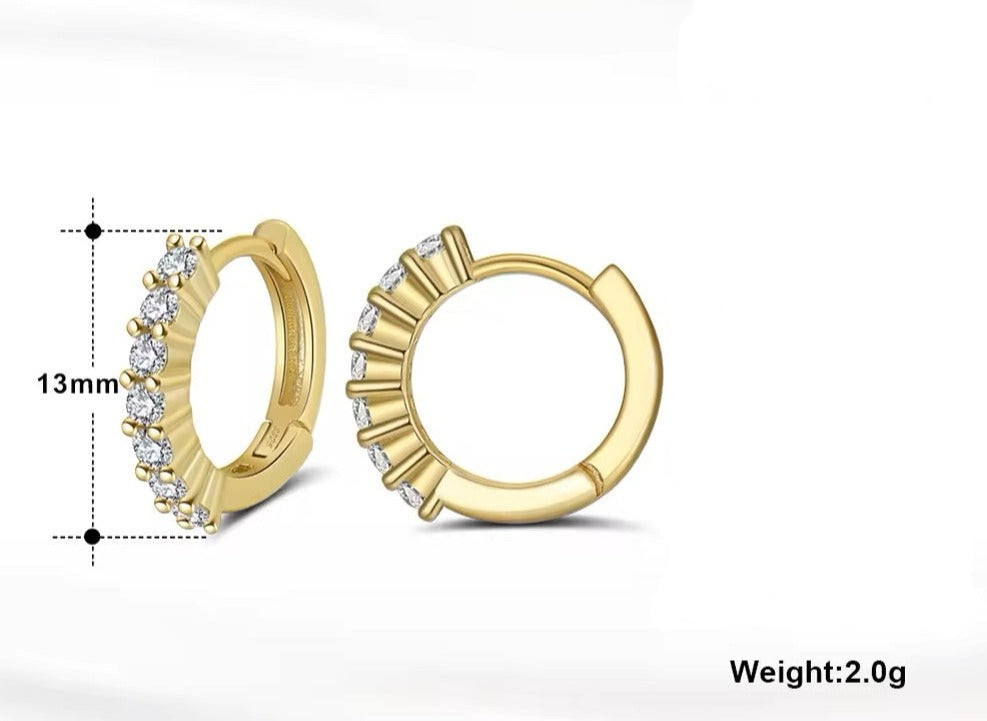 TMAPE55 Sterling Silver Sparkling Round Zirconia Hoop Earrings