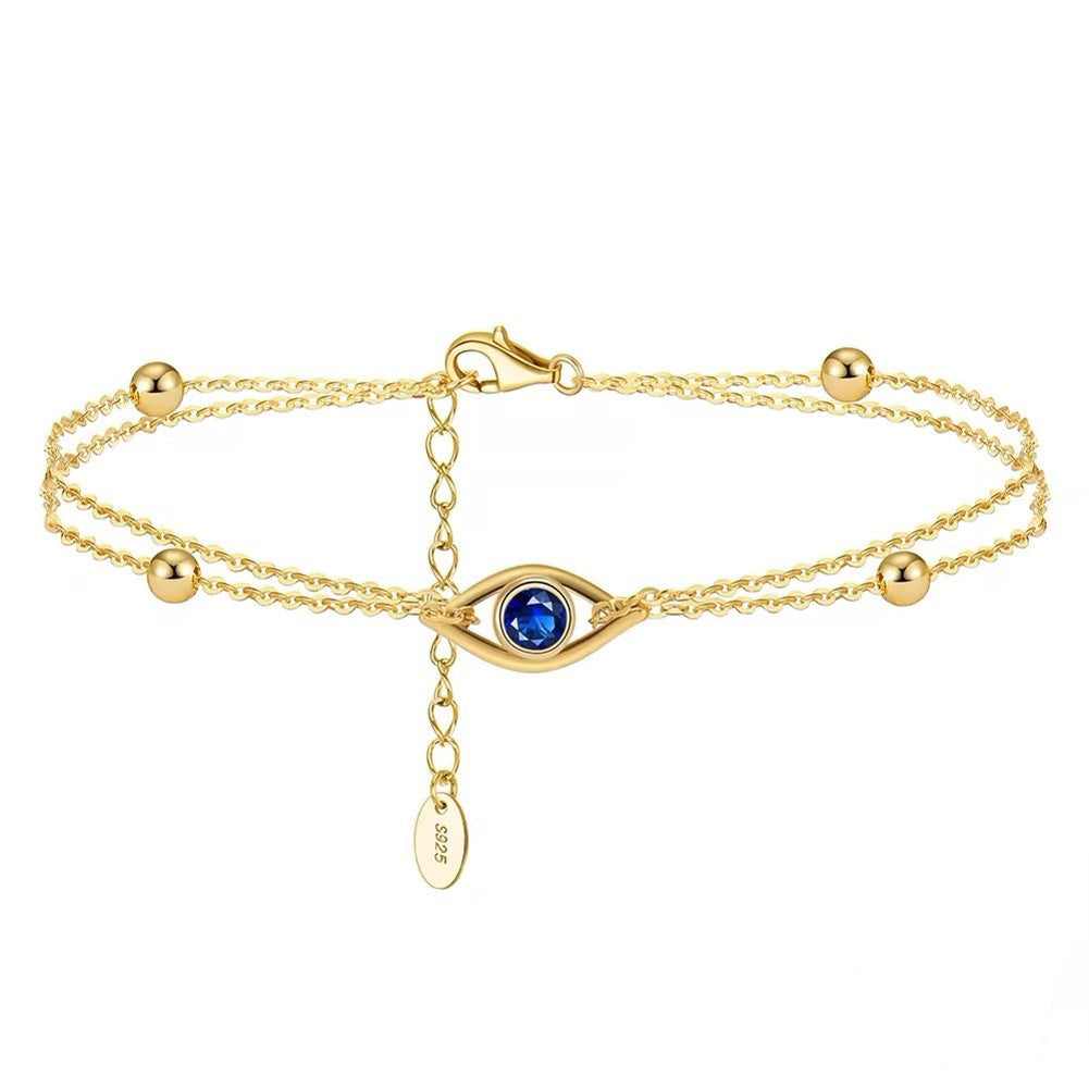 TMAB04 Blue Evil Eye 925 Sterling Silver Bracelet