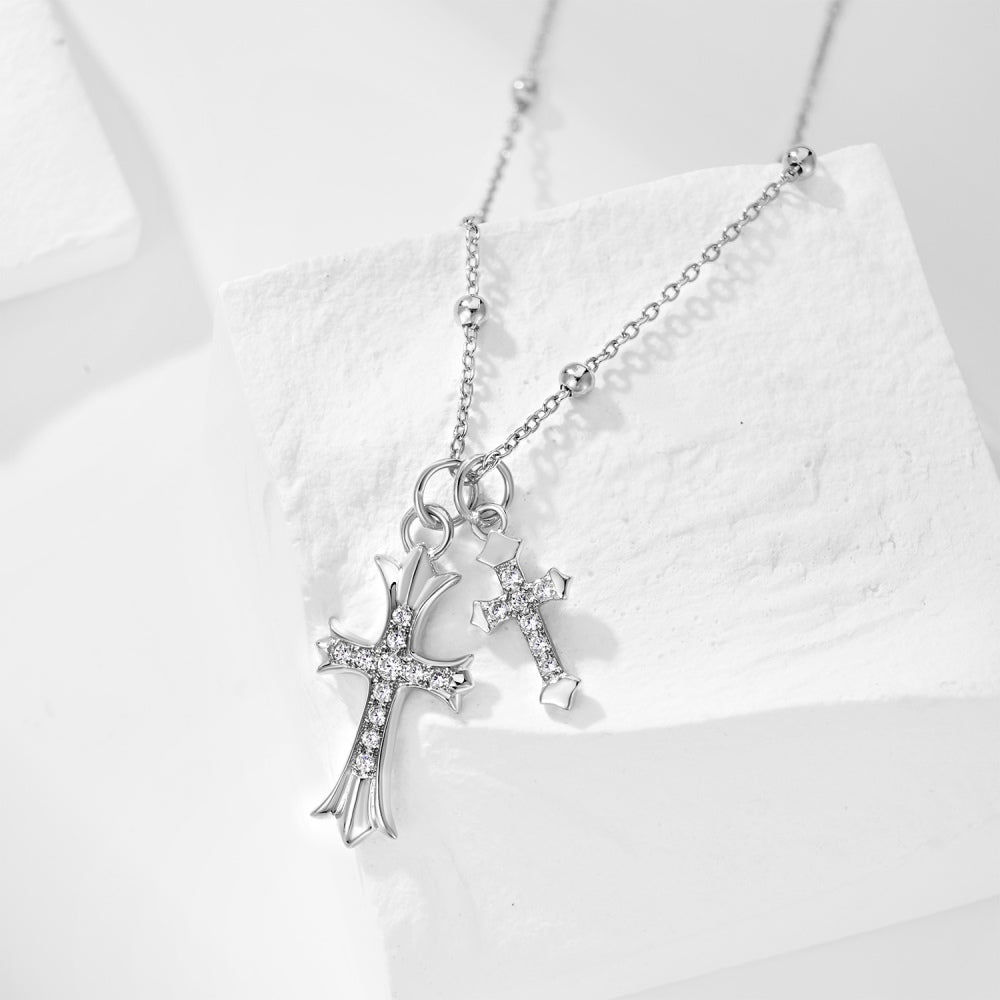 TMN0538 sterling silver double Cross necklace