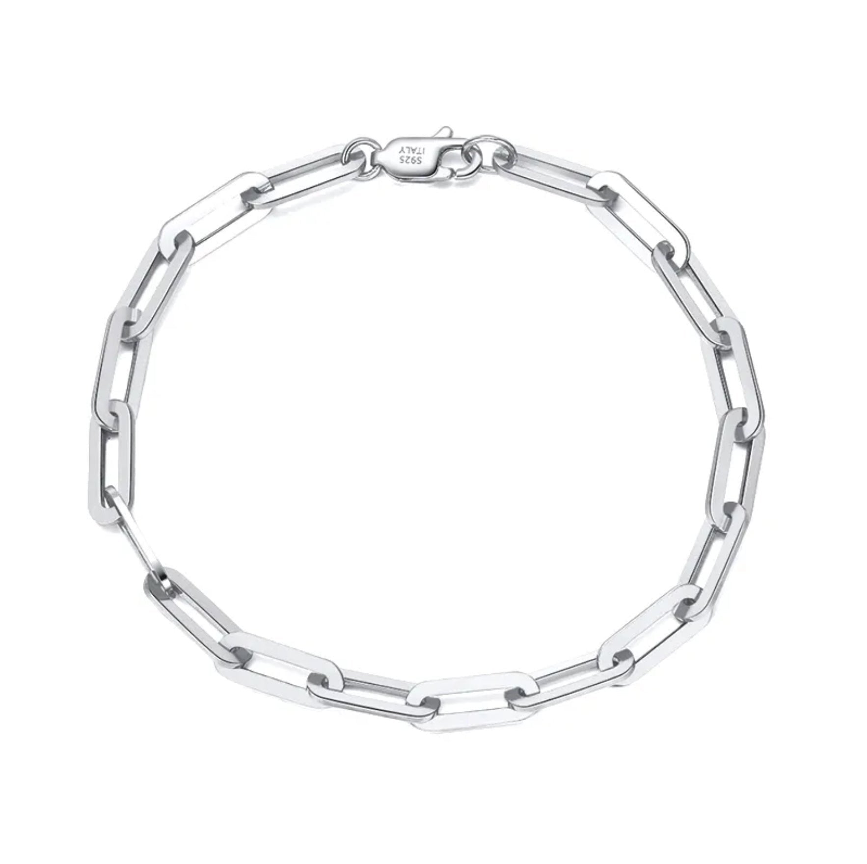 TMSB109 Sterling Silver Paper Clip chain Unisex Bracelet