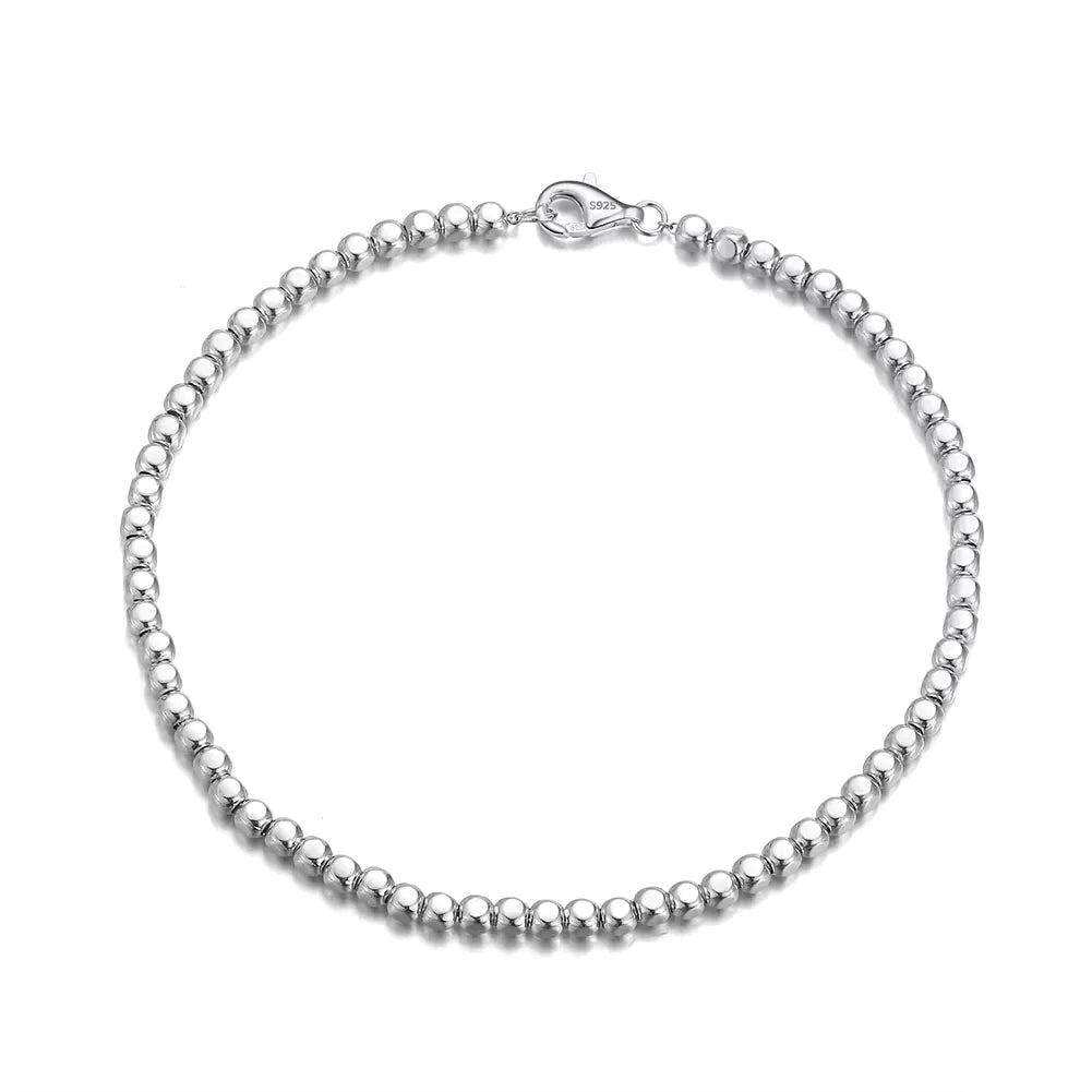 TMSB124 Unisex Sterling Silver Cube Bead Bracelet