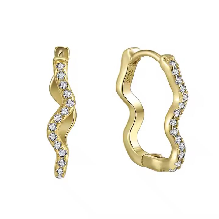 TMAPE135 Sterling Silver 5A grade Zircon Twist Hoop Earrings for Women