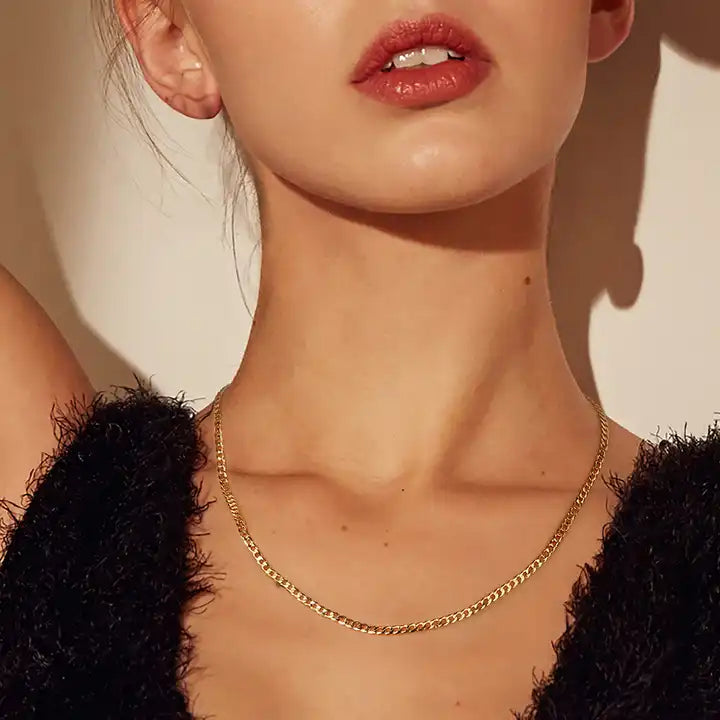 Necklace-Diamond Cut Cuban Link Curb Chain