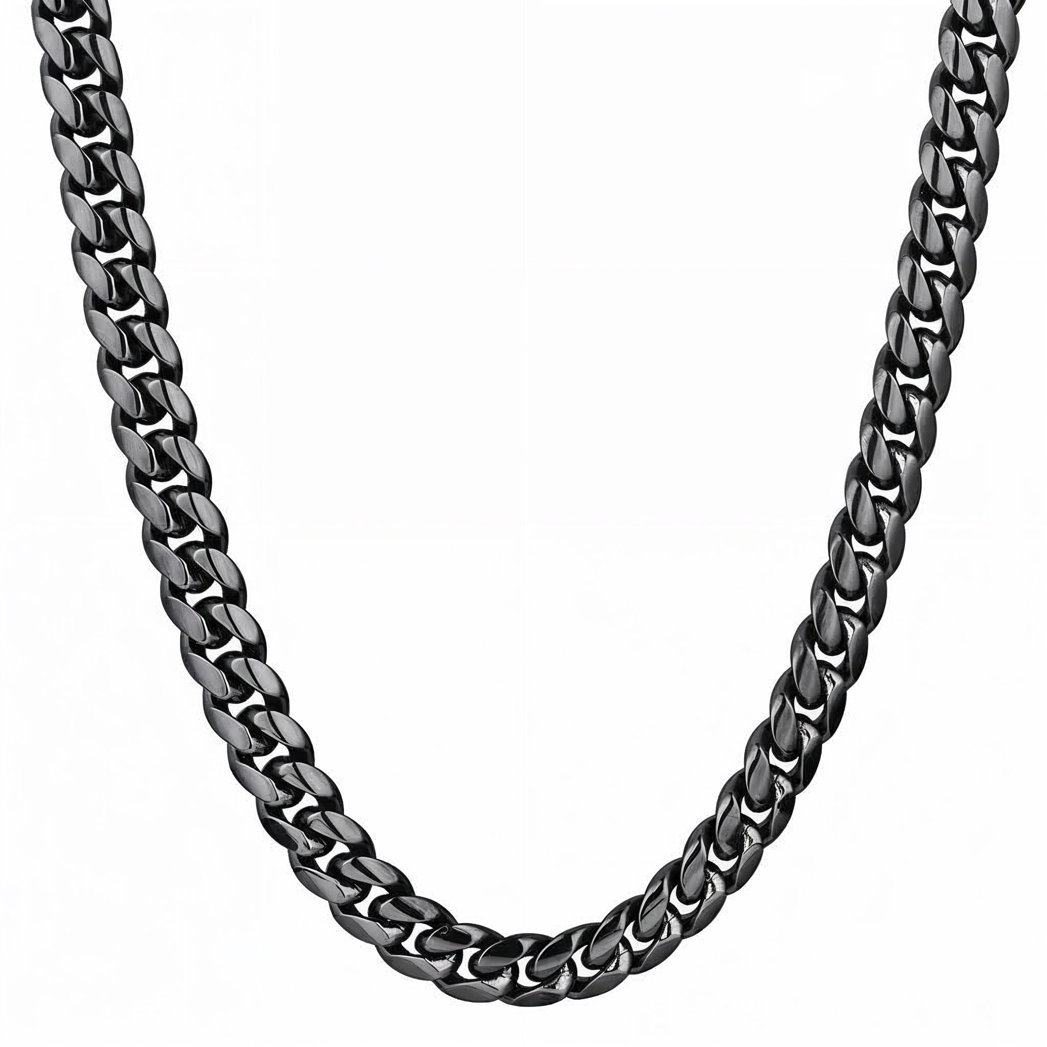 Black chain necklace on a white background