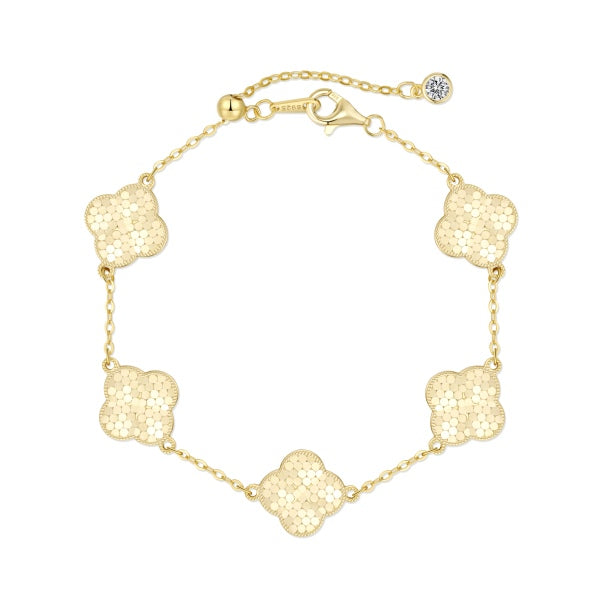 TMB0438 Sterling Silver Sparkling Clover Bracelet