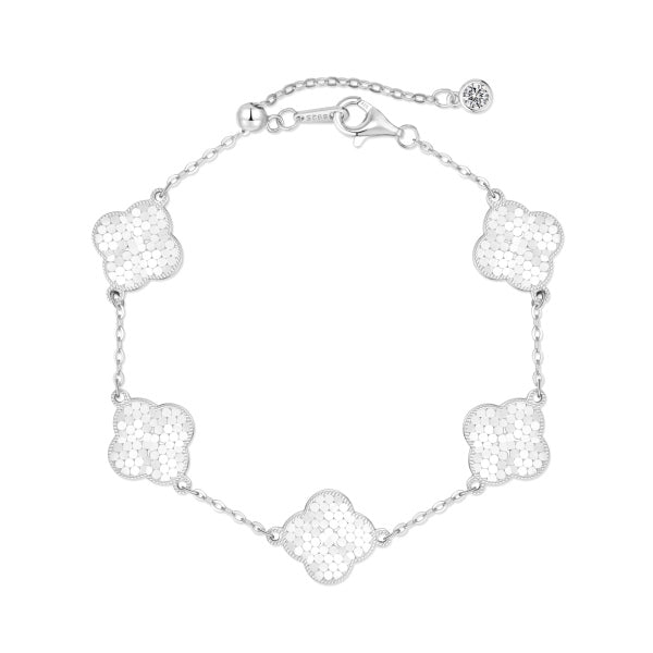 TMB0438 Sterling Silver Sparkling Clover Bracelet