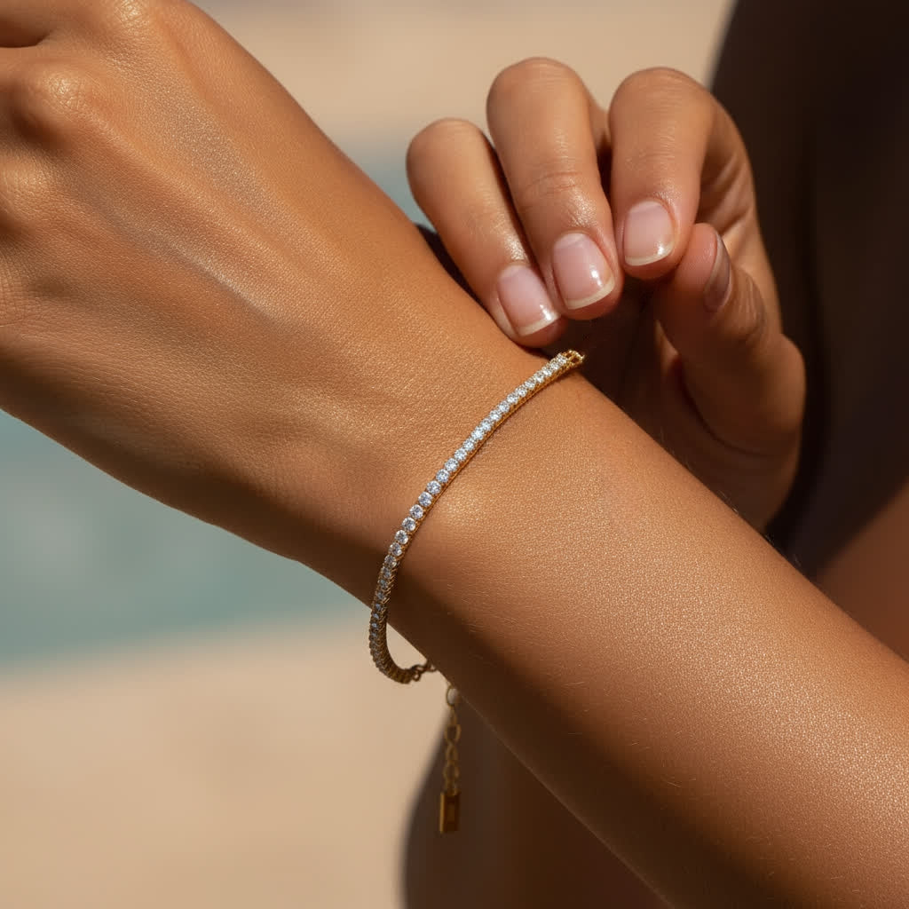 TMB141 Sterling Silver Half Paperclip Half Tennis Bracelet