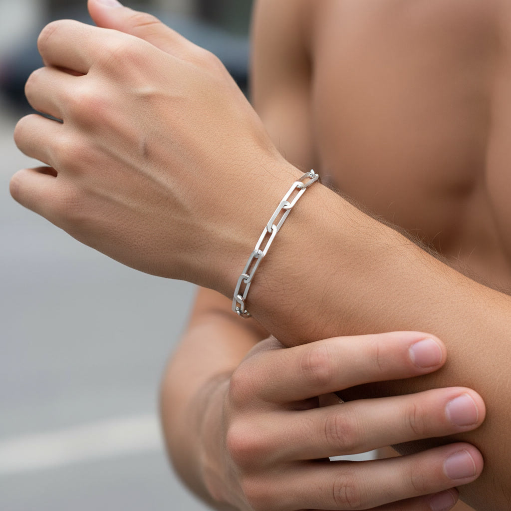 TMSB109 Sterling Silver Paper Clip chain Unisex Bracelet