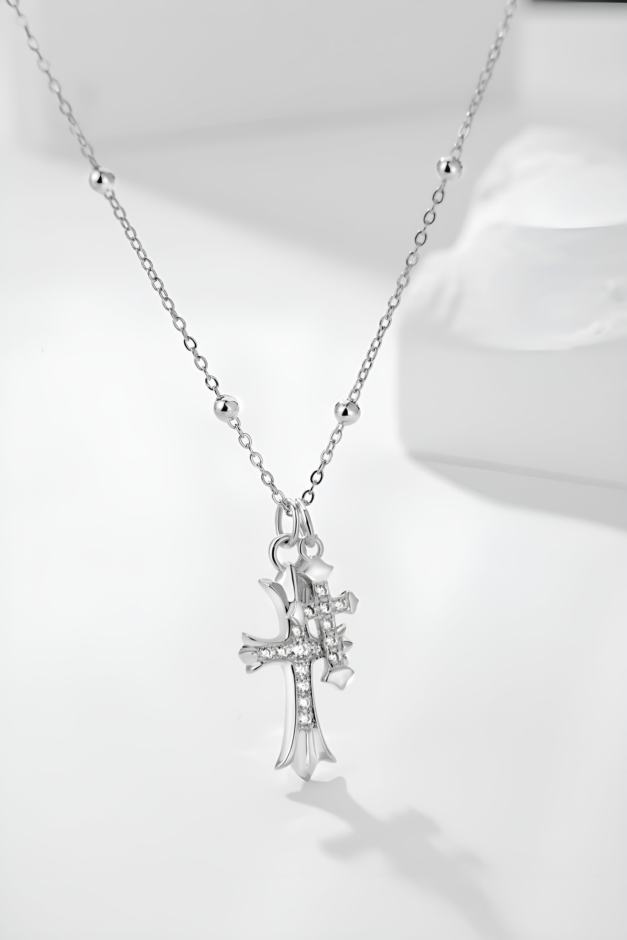 TMN0538 sterling silver double Cross necklace