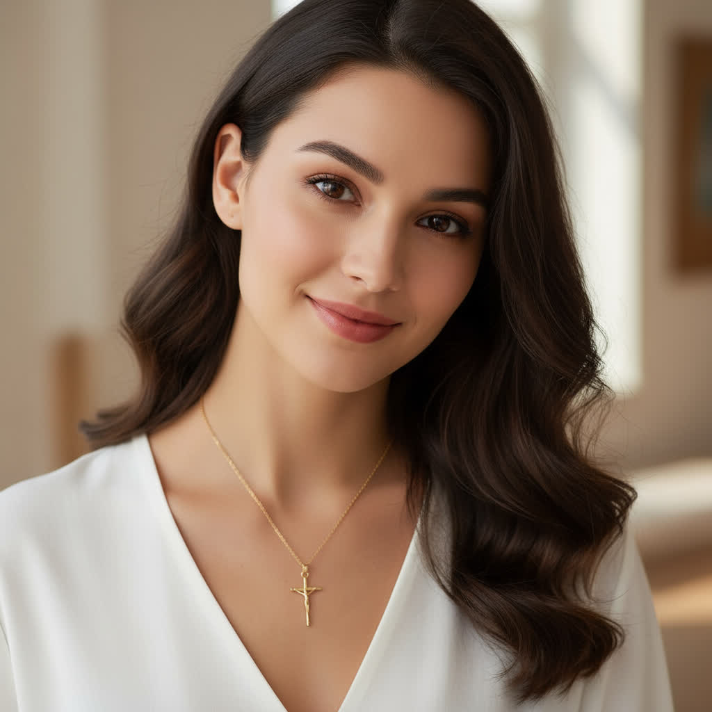 TMN39 Sterling silver Silver Cross Necklace