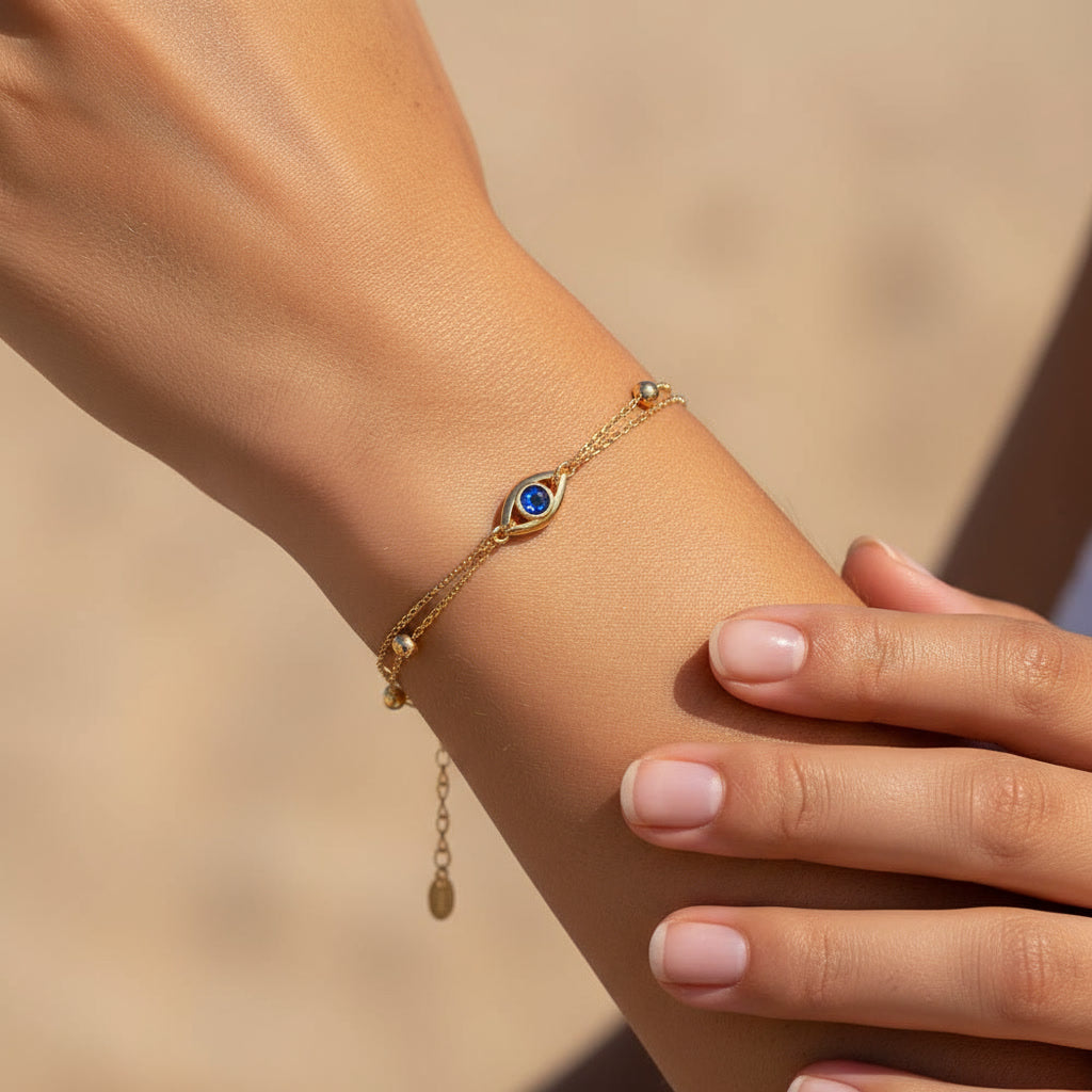 TMAB04 Blue Evil Eye 925 Sterling Silver Bracelet