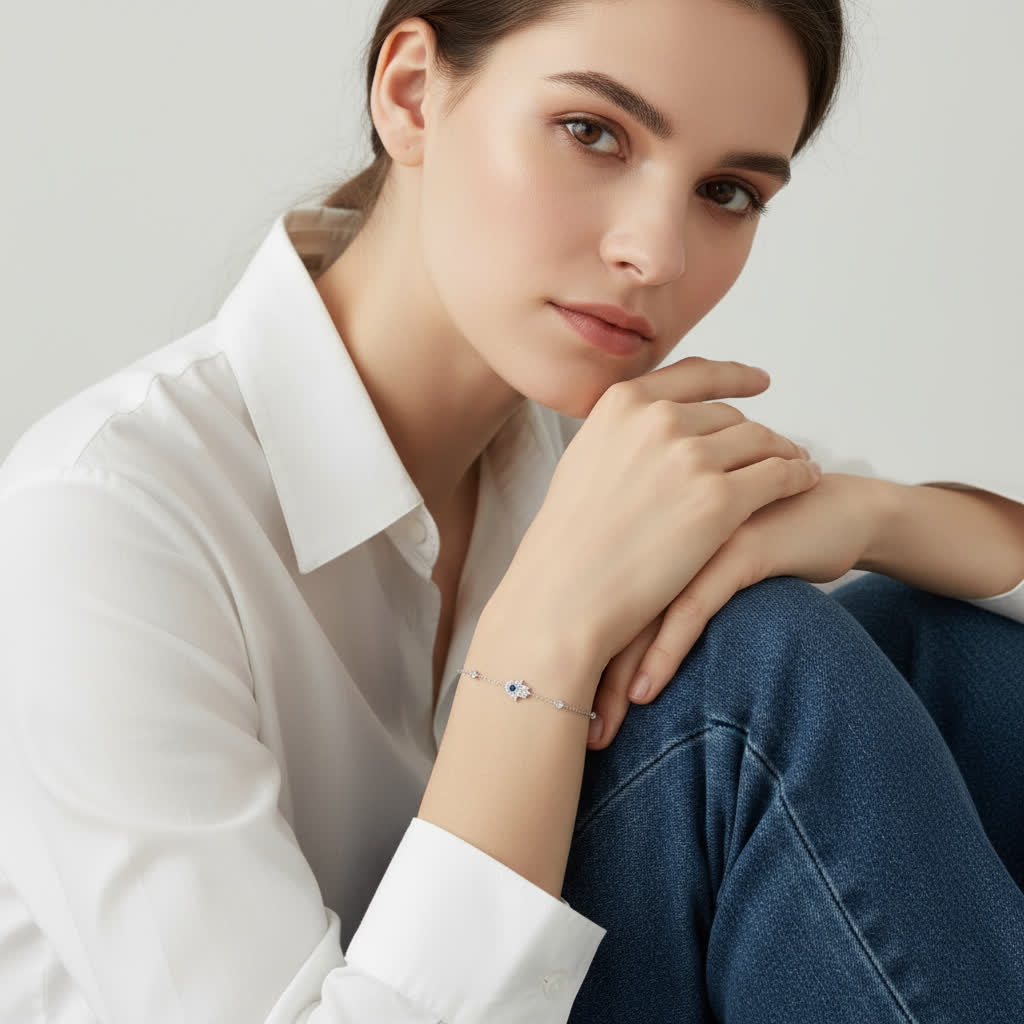 TMB0307 Sterling Silver Hamsa Bracelet