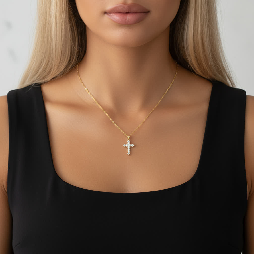 TMN0103 Sterling Silver Cross Pendant Necklace