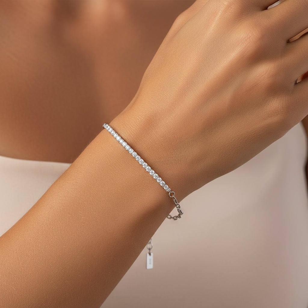 Adjustable Tennis Bracelet 925 Sterling Silver 2mm