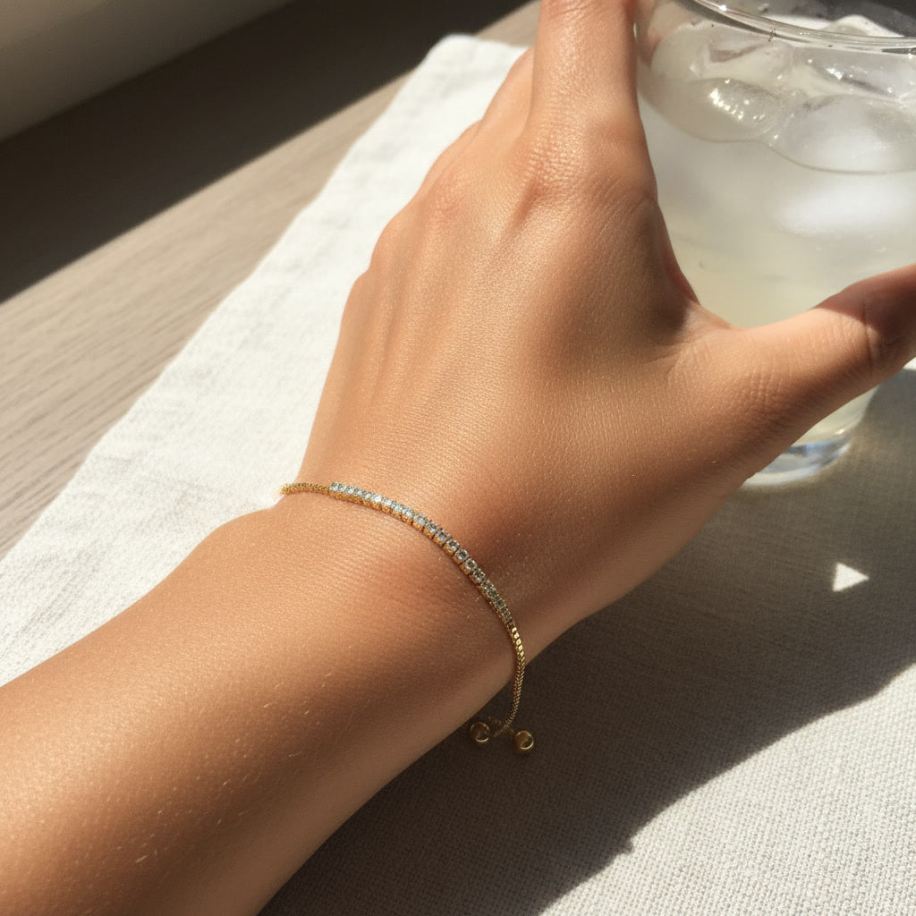 TMB43 Sterling Silver Adjustable ice out Tennis Bracelet