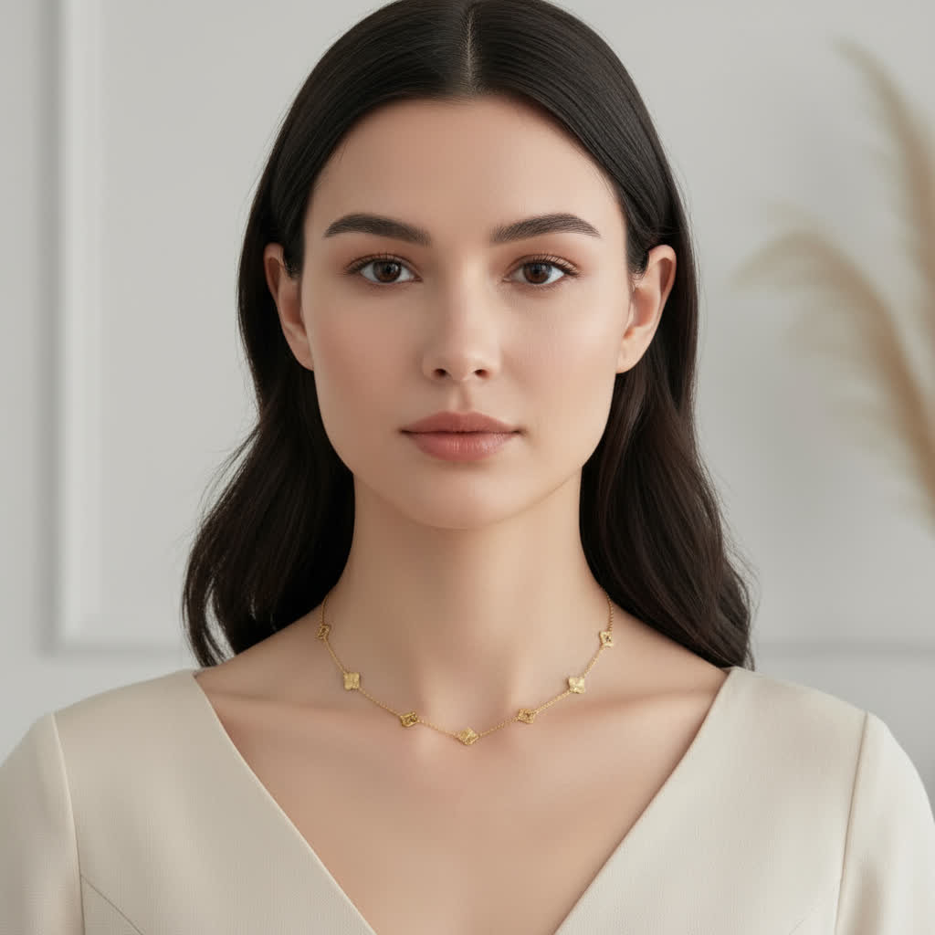 TMN1509 Sterling Silver Four-Leaf Clover Necklace