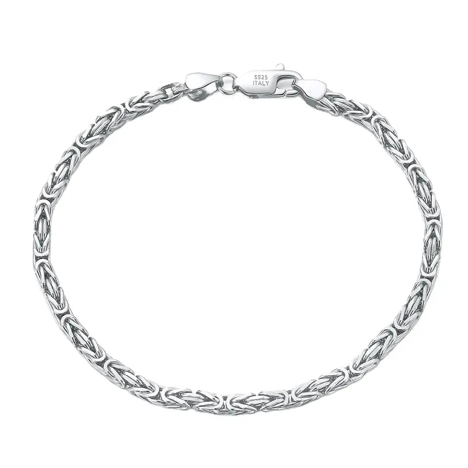 TMB122 Sterling Silver Handmade Italian 2.5mm Byzantine Bracelet