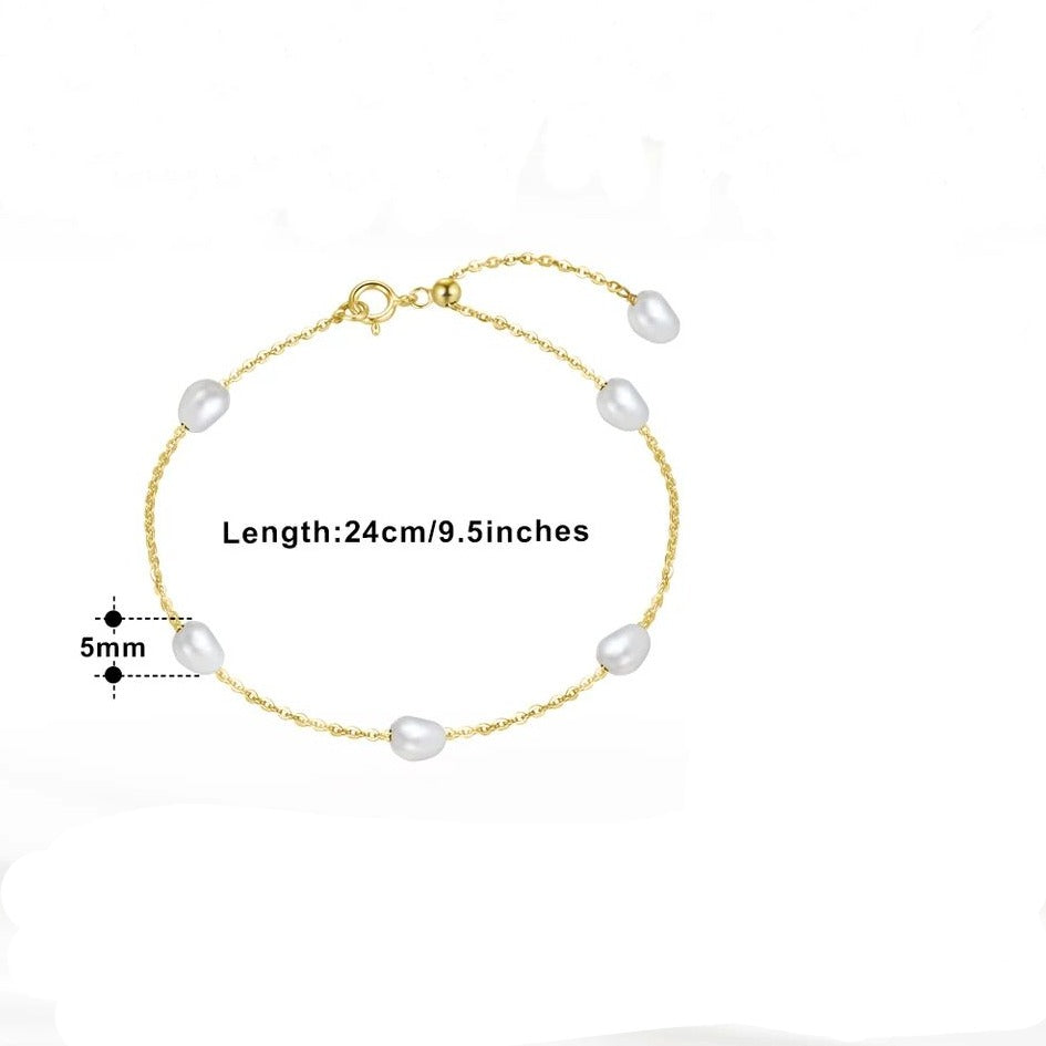 TMGPB08 Sterling Silver Chain Cultured Freshwater Pearl Bracelet