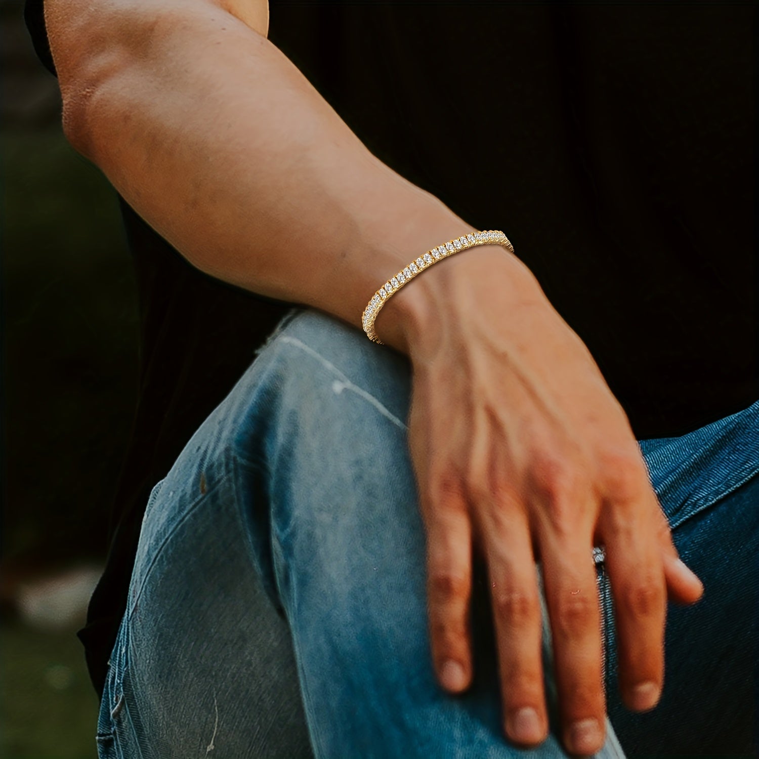 Tennis Bracelet | Gold Colour - 3mm | with FREE Oliya Watch