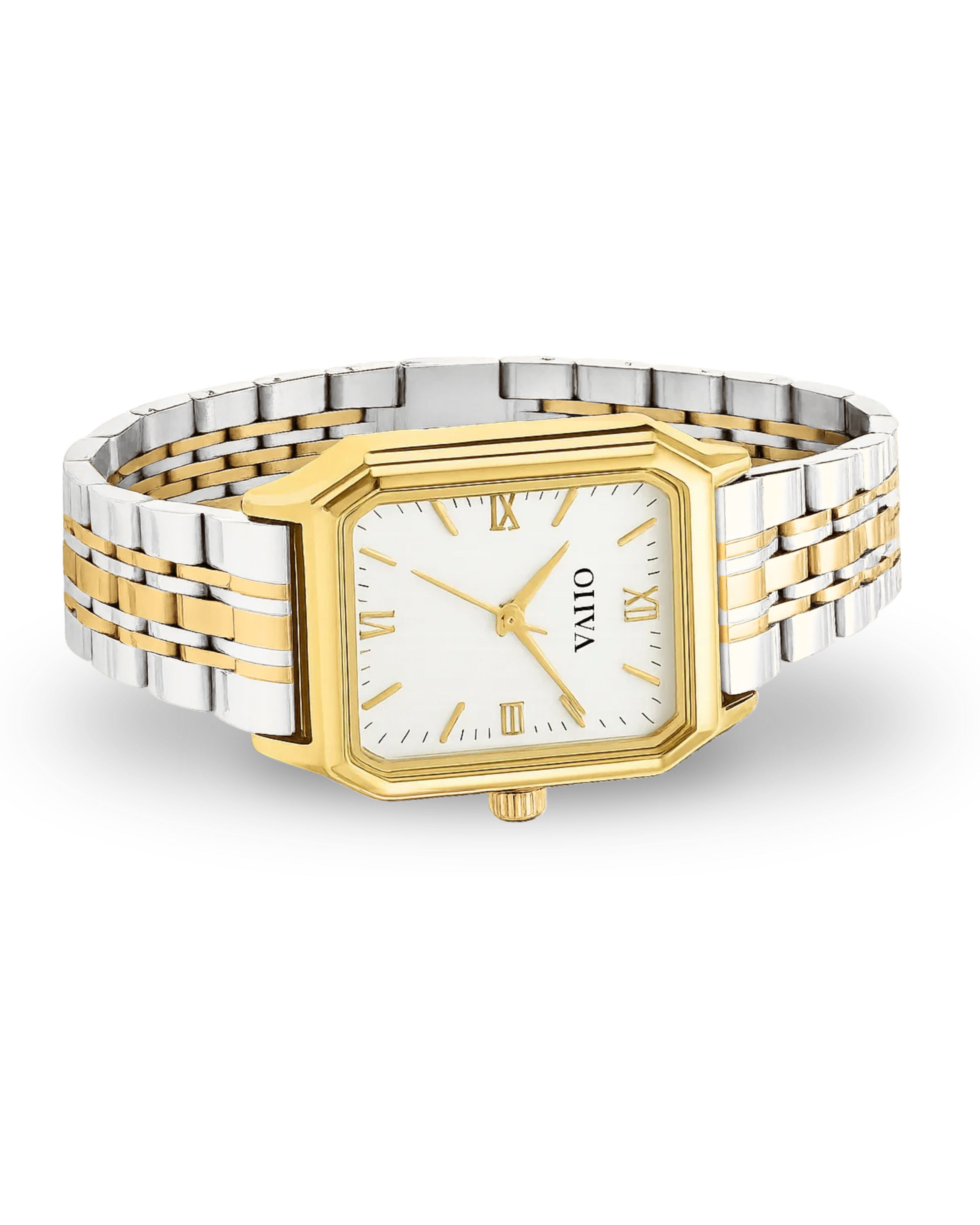 OLIYA Classic Roman Watch White Dial | Silver & Gold Band