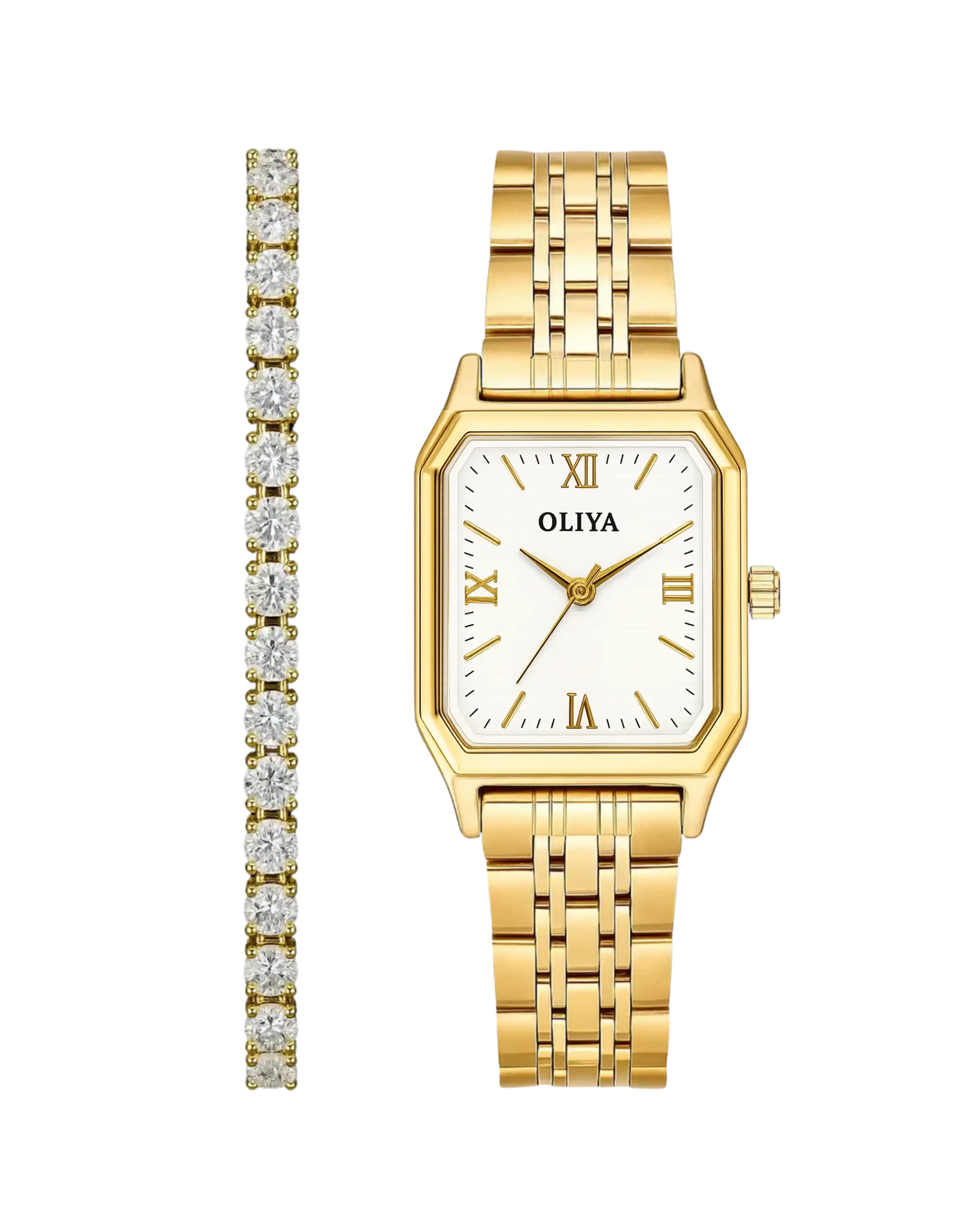 OLIYA Classic Roman Watch White Dial | Gold Band