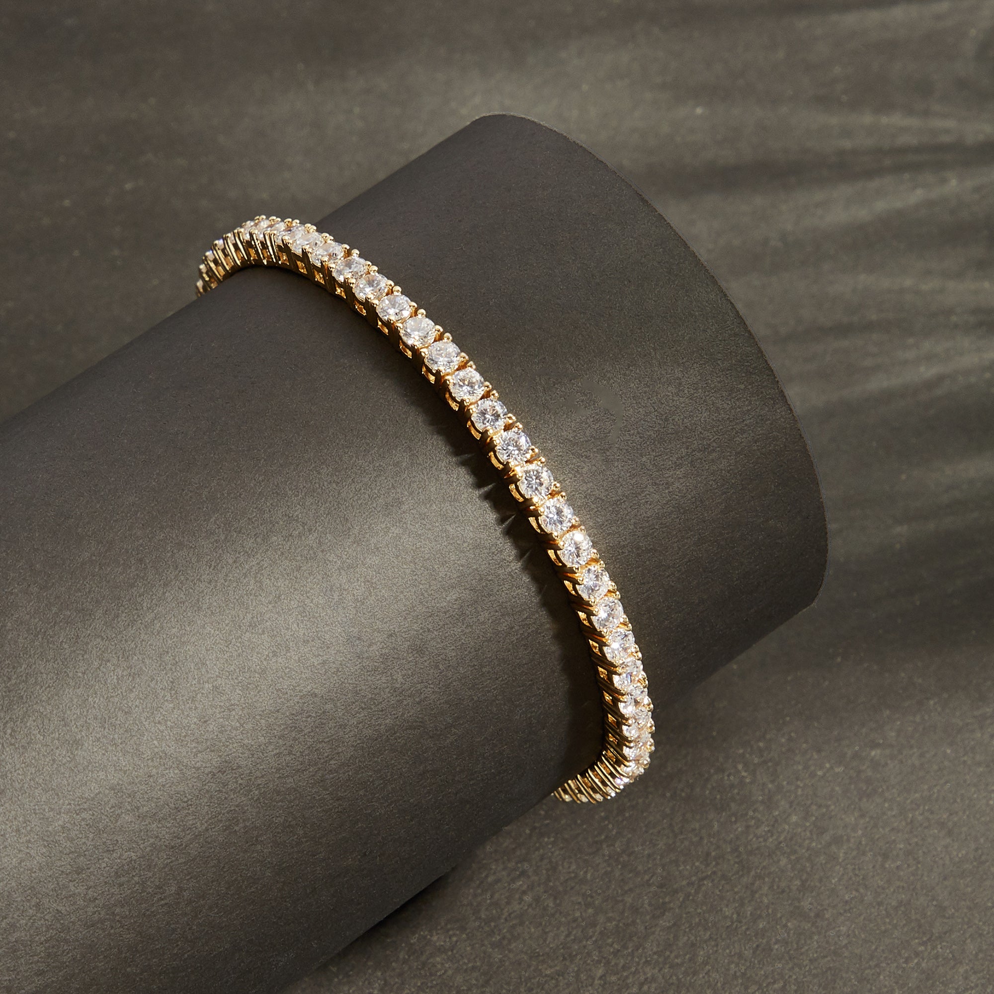Tennis Bracelet | Gold Colour - 3mm | with FREE Oliya Watch