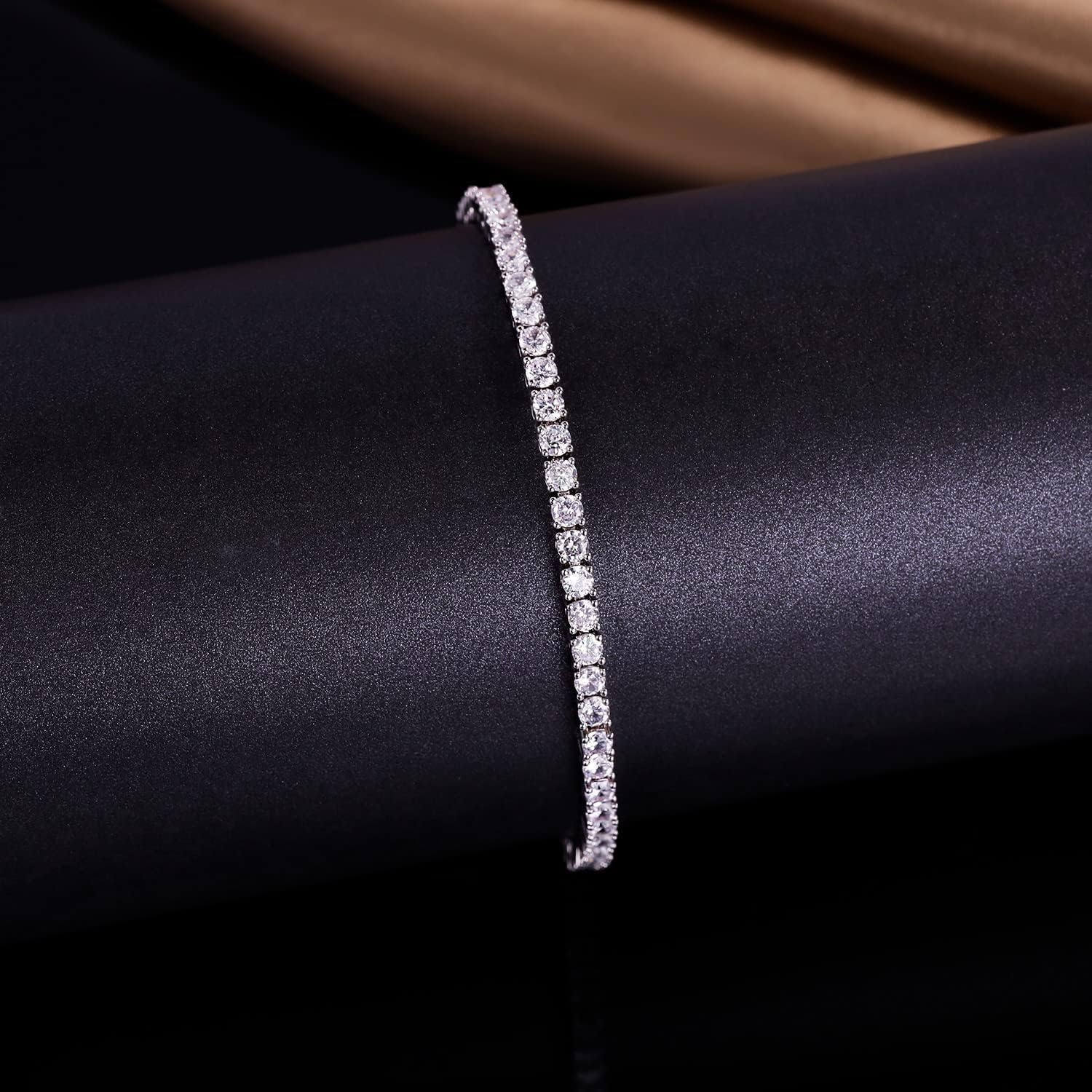 Tennis Bracelet | Silver Colour - 3mm | with FREE Oliya Watch