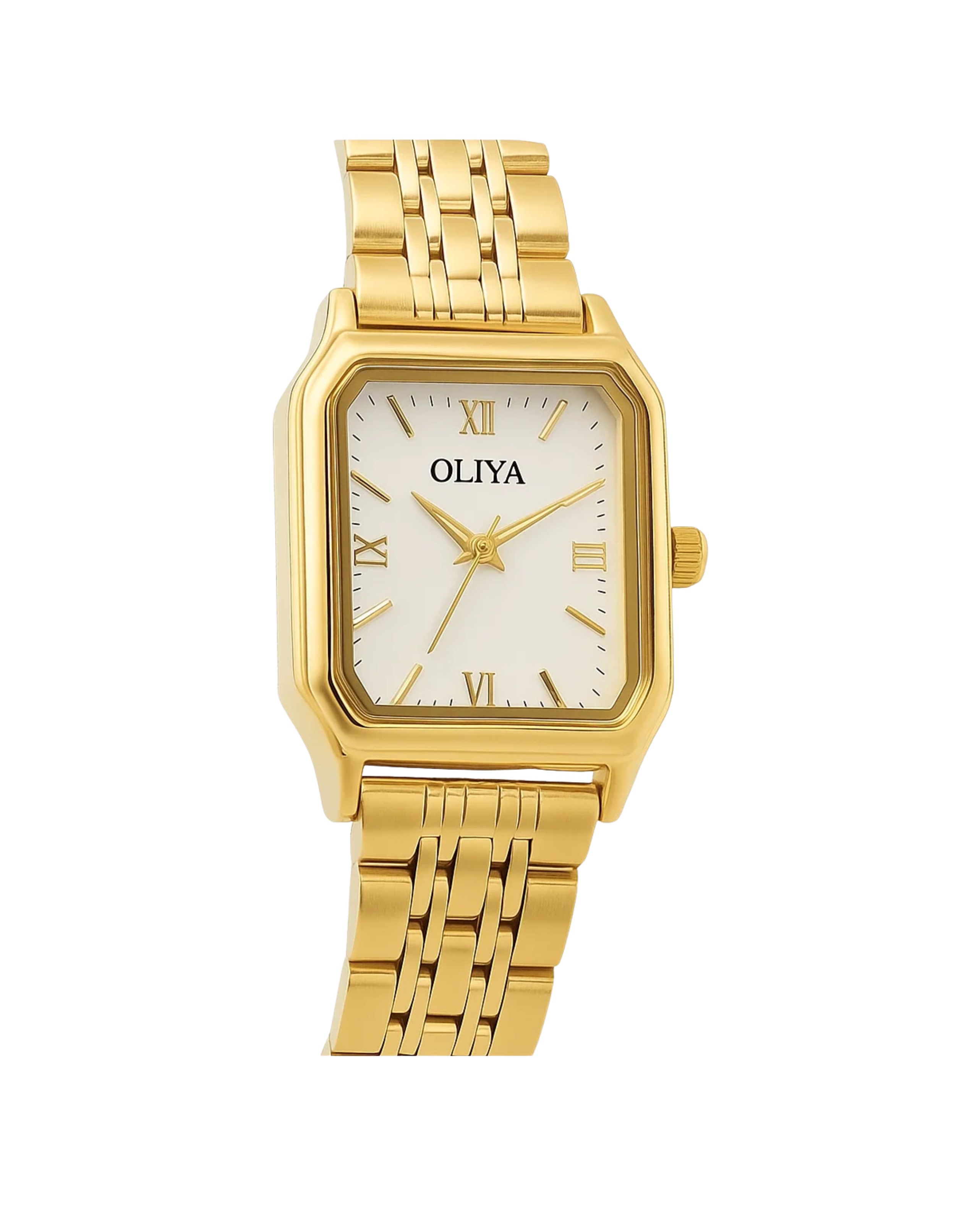 OLIYA Classic Roman Watch White Dial | Gold Band