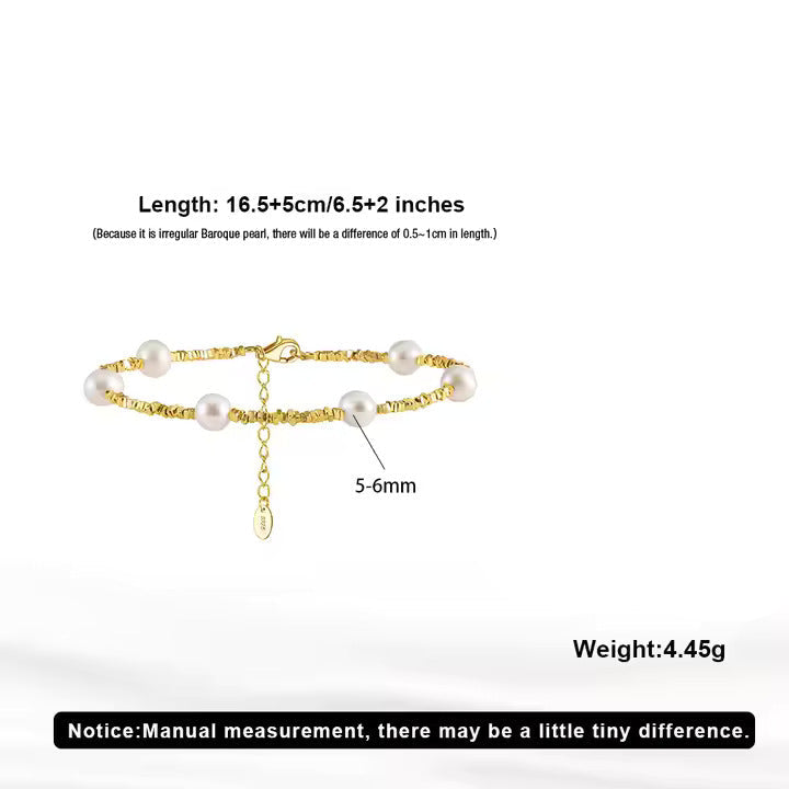TMB28 Pearl 925 Silver Chain Bracelet
