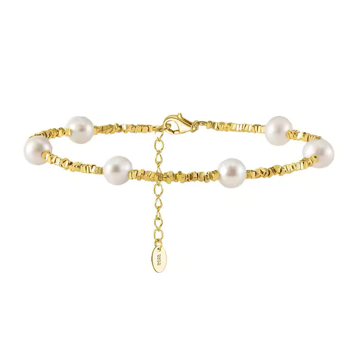 TMB28 Pearl 925 Silver Chain Bracelet