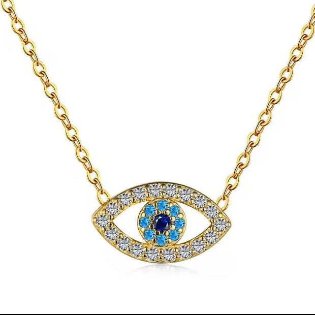 TMN474 Blue Evil eye Chain Necklace