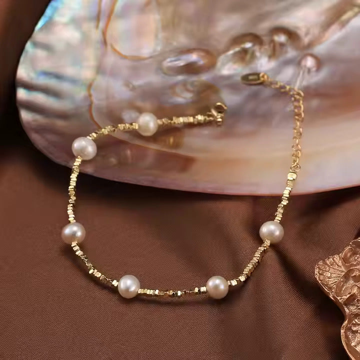TMB28 Pearl 925 Silver Chain Bracelet