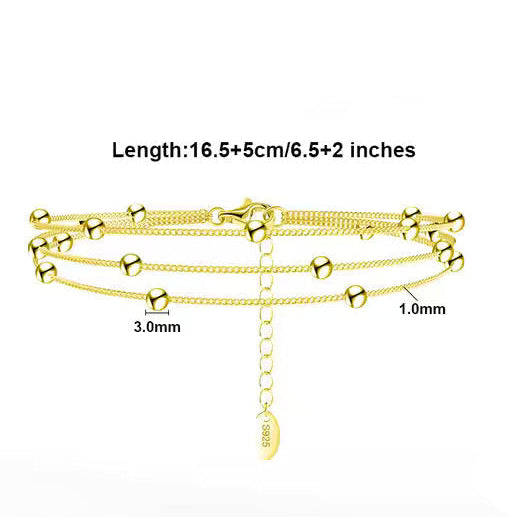 TMB173 925 Silver Three-Layer Bracelet, 14K Gold Plated