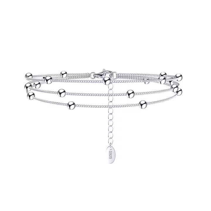 TMB173 925 Silver Three-Layer Bracelet, 14K Gold Plated