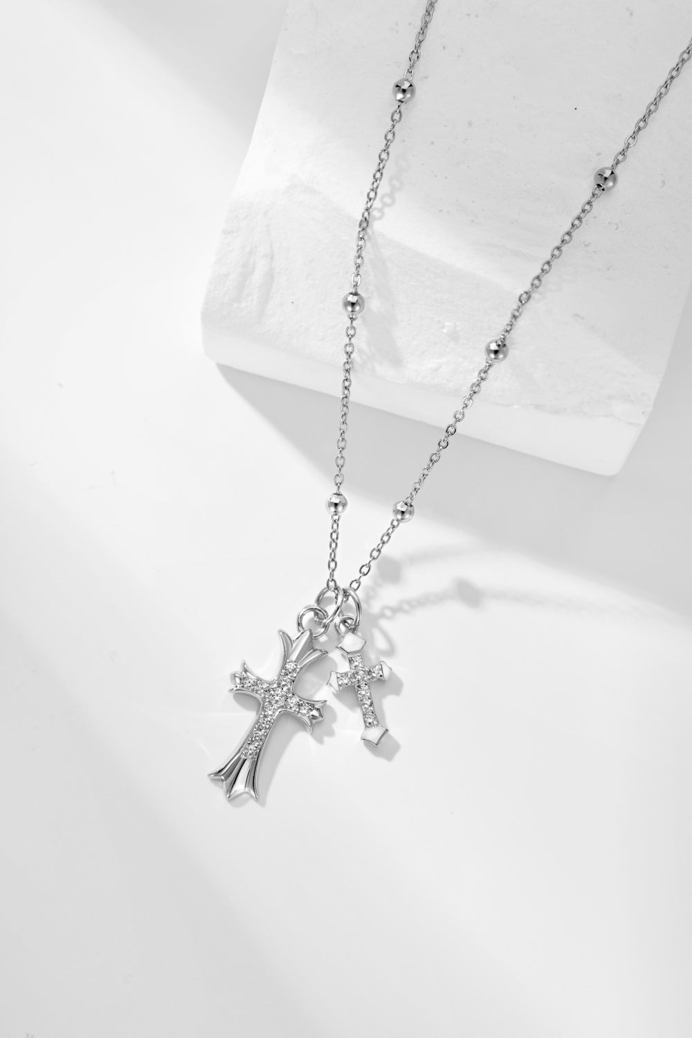 TMN0538 sterling silver double Cross necklace