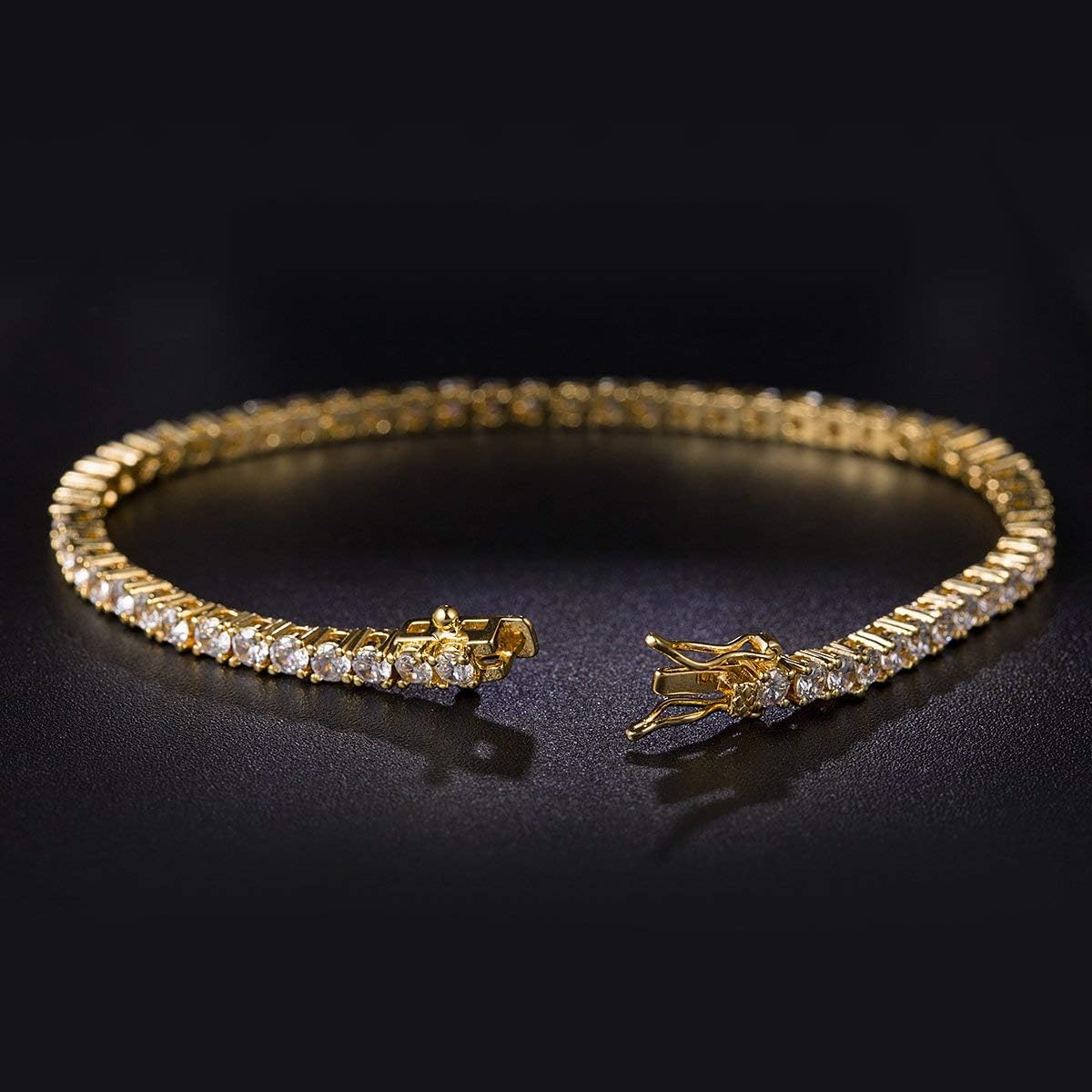 Tennis Bracelet | Gold Colour - 3mm | with FREE Oliya Watch