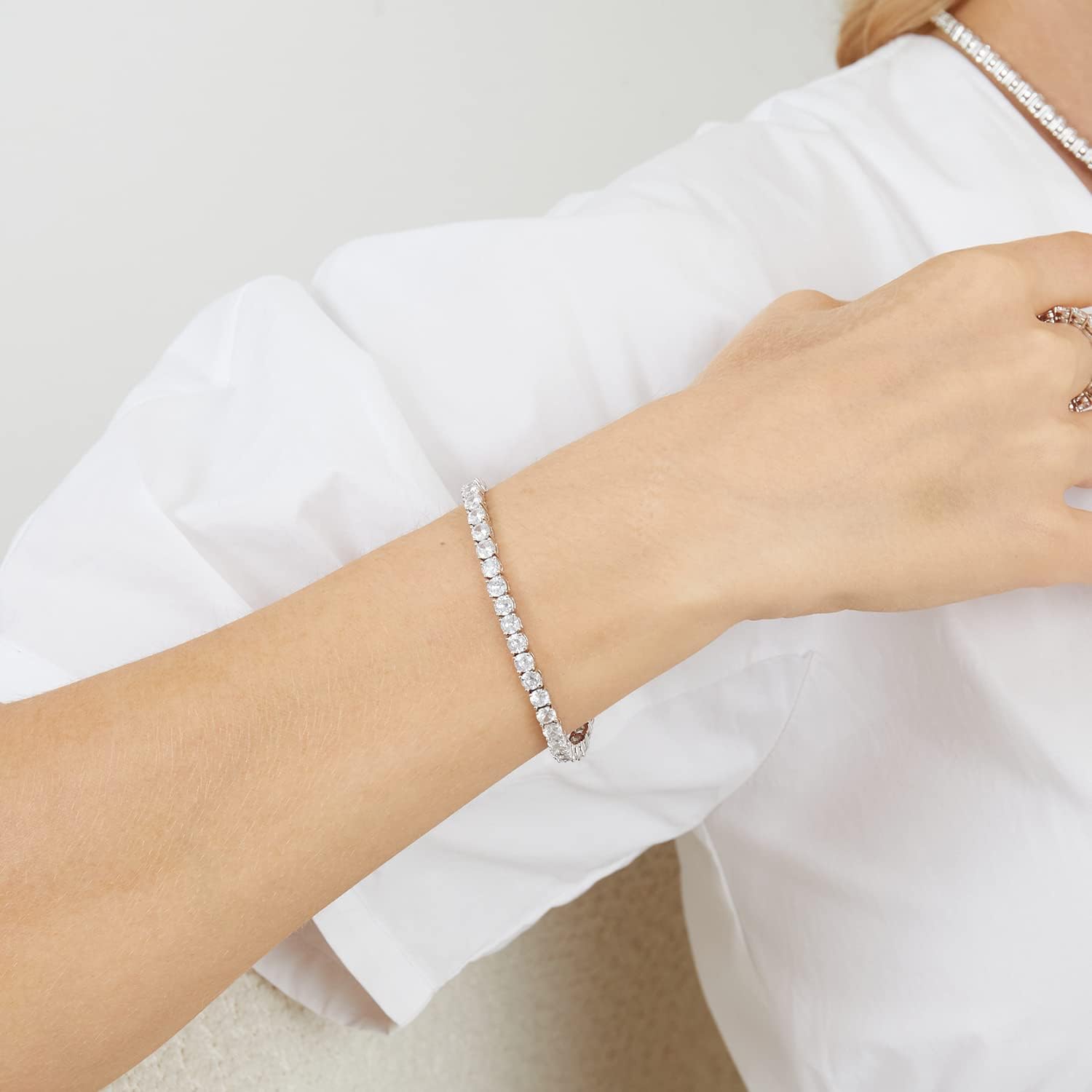 Tennis Bracelet | Silver Colour - 3mm | with FREE Oliya Watch