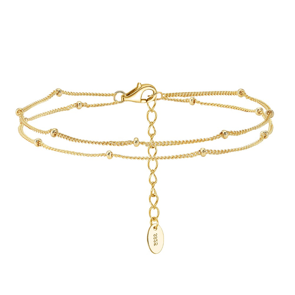 TMB198 925 Silver Bead Cuban Bracelet