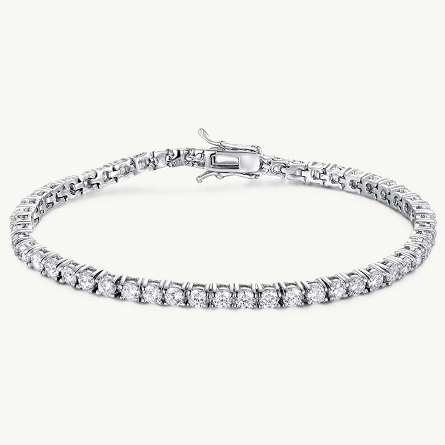 Tennis Bracelet | Silver Colour - 3mm | with FREE Oliya Watch